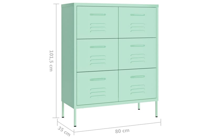 Lipasto minttu 80x35x101,5 cm teräs - Säilytys - Säilytyskalusteet - Lipasto