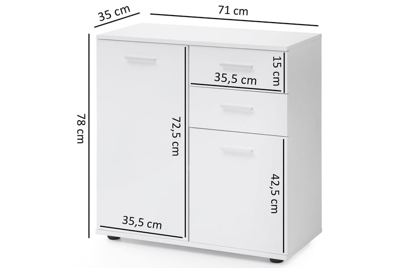 Lipasto Moorclose 71x36 cm - Valkoinen - Säilytys - Säilytyskalusteet - Lipasto