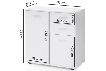 Lipasto Moorclose 71x36 cm - Valkoinen - Säilytys - Säilytyskalusteet - Lipasto