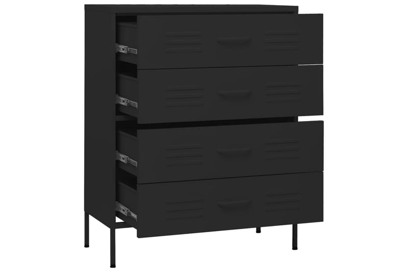 Lipasto musta 80x35x101,5 cm teräs - Säilytys - Säilytyskalusteet - Lipasto