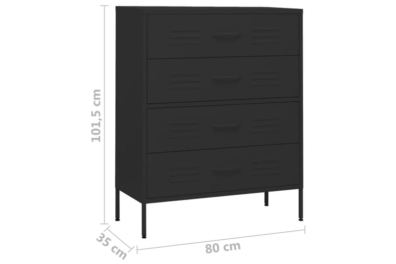 Lipasto musta 80x35x101,5 cm teräs - Säilytys - Säilytyskalusteet - Lipasto