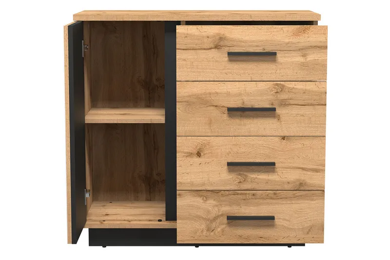 Lipasto - Musta/Tammi - Säilytys - Säilytyskalusteet - Lipasto