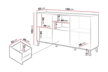 Lipasto Osteto 150 cm - Valkoinen - Säilytys - Säilytyskalusteet - Lipasto