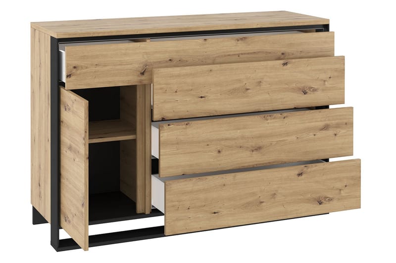 Lipasto Quant 41x130 cm - Tammi/Musta - Säilytys - Säilytyskalusteet - Lipasto