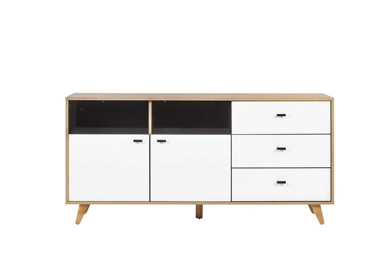 Lipasto Rimniton 155 cm - Vaalea puu / valkoinen - Säilytys - Säilytyskalusteet - Lipasto