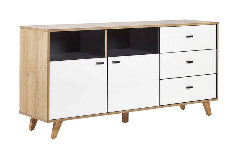 Lipasto Rimniton 155 cm - Vaalea puu / valkoinen - Säilytys - Säilytyskalusteet - Lipasto