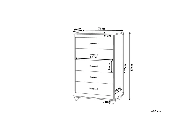 Lipasto Sharon 39x76 cm - Valkoinen - Säilytys - Säilytyskalusteet - Lipasto