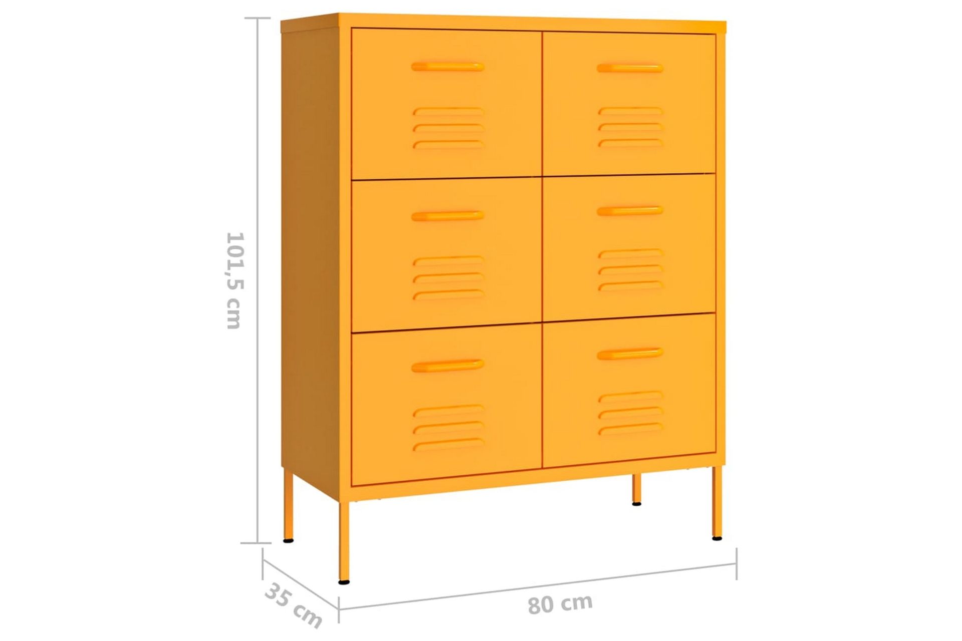 Lipasto sinapinkeltainen 80x35x101,5 cm teräs - Säilytys - Säilytyskalusteet - Lipasto