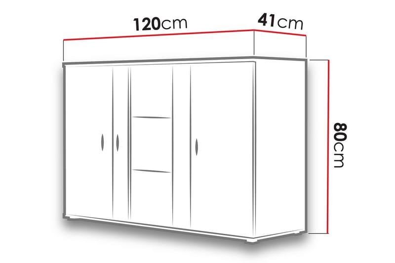 Lipasto Soho 41x120 cm LED-valaistus - Tammi/Musta/Valkoinen - Säilytys - Eteisen säilytys