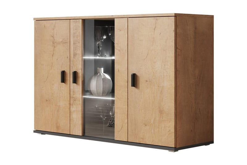 Lipasto Soho 41x120 cm LED-valaistus, Tammi/Musta/Valkoinen