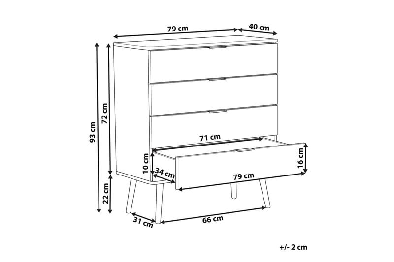 Lipasto Ticaboo 79 cm - Valkoinen - Säilytys - Säilytyskalusteet - Lipasto