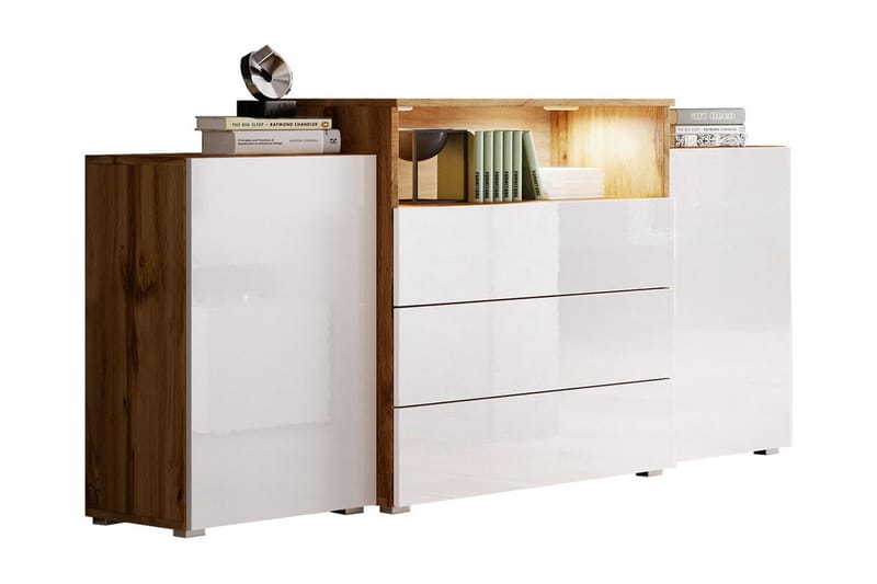 Lipasto Turowo 39x150 cm LED - Valkoinen/Luonnonväri - Säilytys - Säilytyskalusteet - Lipasto