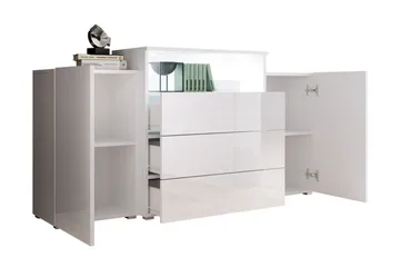 Lipasto Turowo 39x150 cm LED - Valkoinen/Luonnonväri - Säilytys - Säilytyskalusteet - Lipasto
