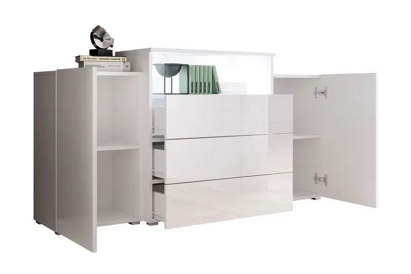 Lipasto Turowo 39x150 cm LED - Valkoinen/Luonnonväri - Säilytys - Säilytyskalusteet - Lipasto