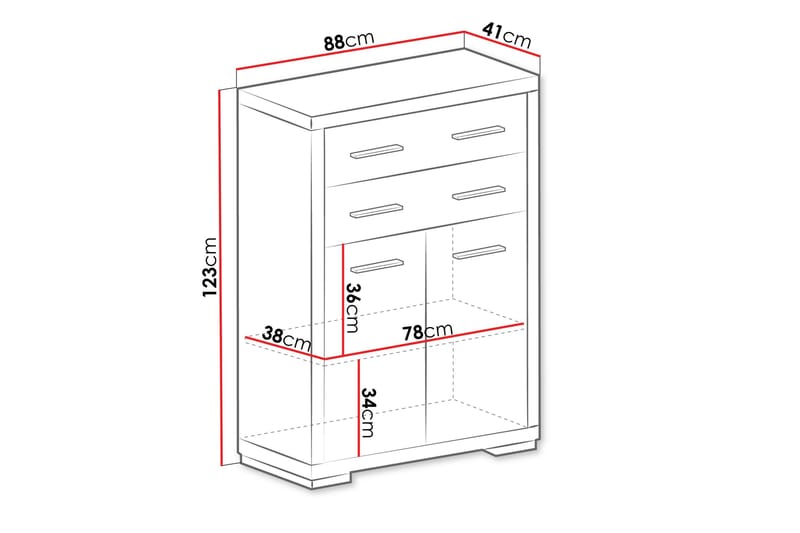 Lipasto Vegas 41x88 cm - Tammi - Säilytys - Säilytyskalusteet - Lipasto