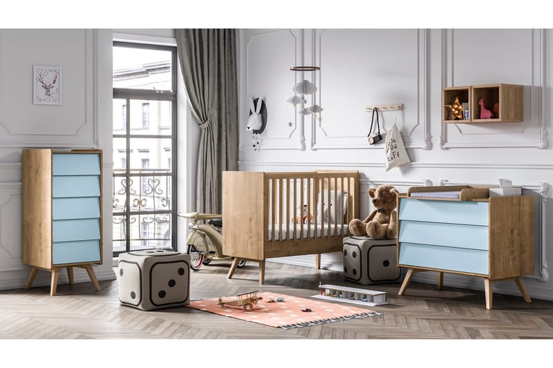 Lipasto Vintage Puu/Luonnonväri/Sininen - VOX - Säilytys - Säilytyskalusteet - Lipasto