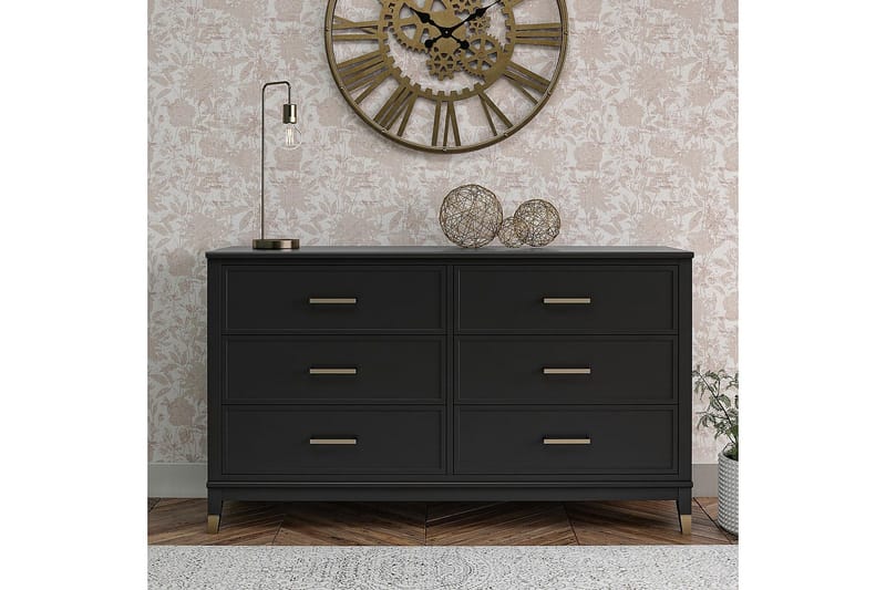 Lipasto Westerleigh 144x41 cm Musta/Kulta - Säilytys - Säilytyskalusteet - Lipasto