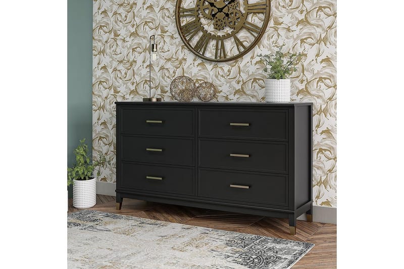Lipasto Westerleigh 144x41 cm Musta/Kulta - Säilytys - Säilytyskalusteet - Lipasto