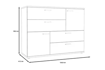 Lipasto Willingham 125 cm - Vaaleanharmaa - Säilytys - Säilytyskalusteet - Lipasto
