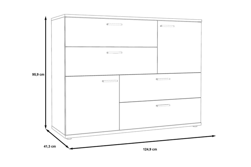 Lipasto Willingham 125 cm - Vaaleanharmaa - Eteisen säilytys - Lipasto