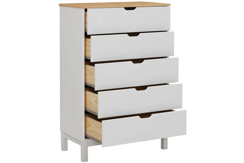 Lipasto Potenza 76x39 cm 5 laatikkoa - Valkoinen - Säilytys - Säilytyskalusteet - Lipasto