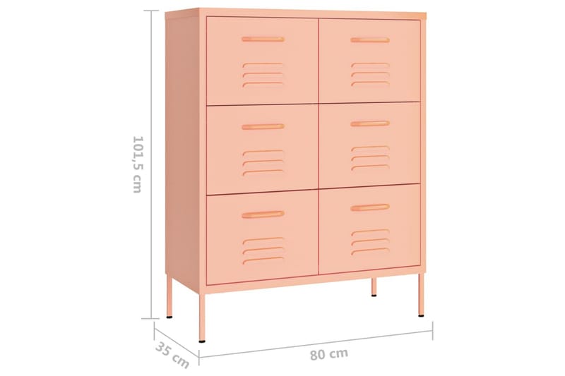 Lipasto pinkki 80x35x101,5 cm teräs - Säilytys - Säilytyskalusteet - Lipasto