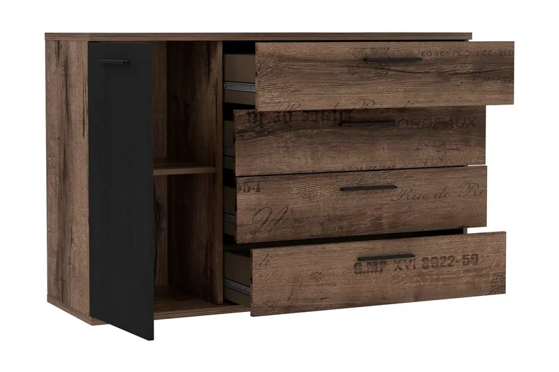 Lipasto Pitchcombe 125 cm - Ruskea/Musta - Säilytys - Säilytyskalusteet - Lipasto