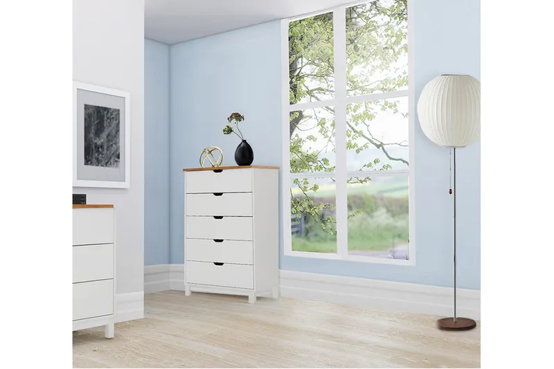 Lipasto Potenza 76x39 cm 5 laatikkoa - Valkoinen - Säilytys - Säilytyskalusteet - Lipasto