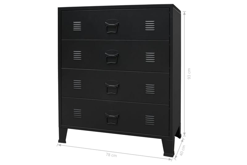 Metallinen lipasto teollinen tyyli 78x40x93 cm musta - Musta - Säilytys - Säilytyskalusteet - Lipasto