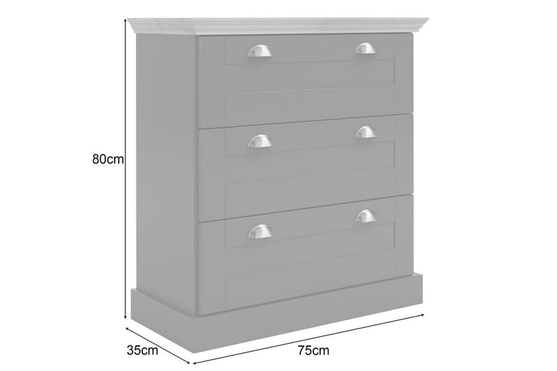 Lipasto Motala 75x35x80 cm, Valkoinen - 75x35x80 cm, Valkoinen - Säilytys - Säilytyskalusteet - Lipasto