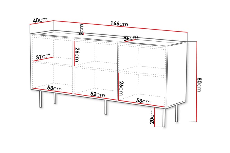 Lipasto Munkedal 166 cm - Musta - Säilytys - Säilytyskalusteet - Lipasto
