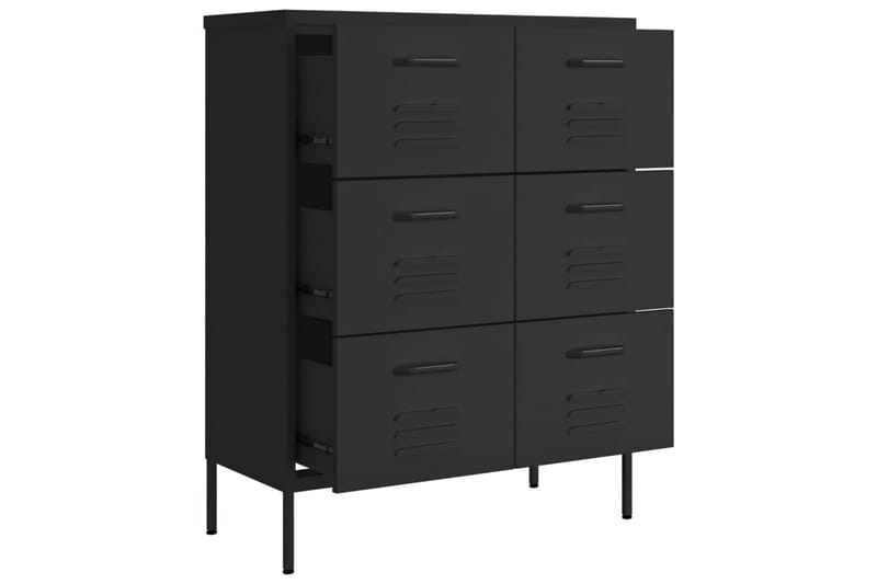 Lipasto musta 80x35x101,5 cm teräs - Säilytys - Säilytyskalusteet - Lipasto