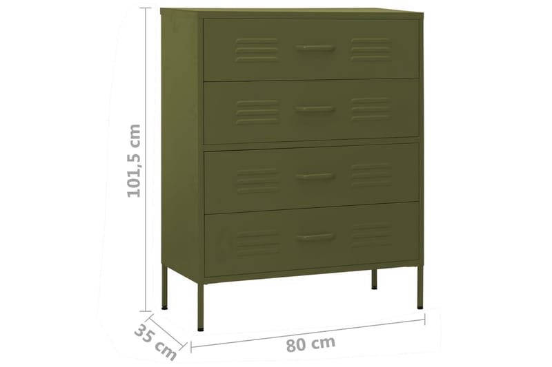 Lipasto oliivinvihreä 80x35x101,5 cm teräs - Säilytys - Säilytyskalusteet - Lipasto