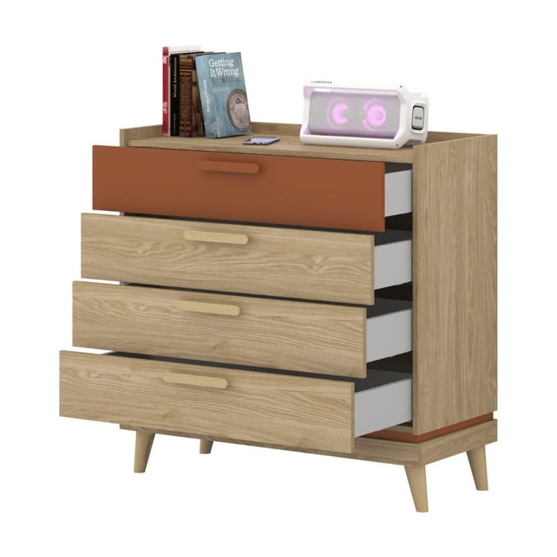 Lipasto Scandi ja 4 laatikkoa - Öljytty Tammik - Säilytys - Säilytyskalusteet - Lipasto