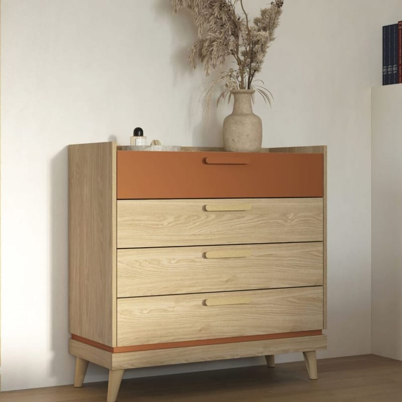 Lipasto Scandi ja 4 laatikkoa - Öljytty Tammik - Säilytys - Säilytyskalusteet - Lipasto