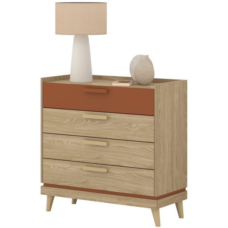 Lipasto Scandi ja 4 laatikkoa - Öljytty Tammik - Säilytys - Säilytyskalusteet - Lipasto