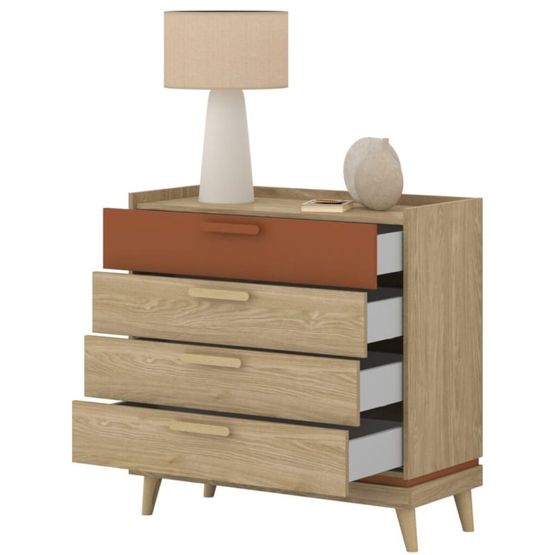 Lipasto Scandi ja 4 laatikkoa - Öljytty Tammik - Säilytys - Säilytyskalusteet - Lipasto