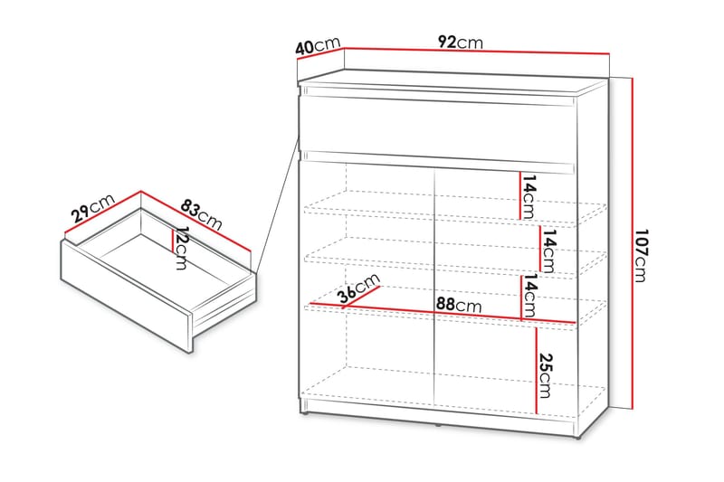 Lipasto Simply 92 cm - Harmaa - Säilytys - Säilytyskalusteet - Lipasto