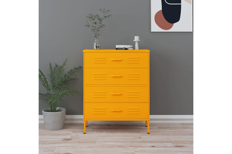 Lipasto sinapinkeltainen 80x35x101,5 cm teräs - Säilytys - Säilytyskalusteet - Lipasto