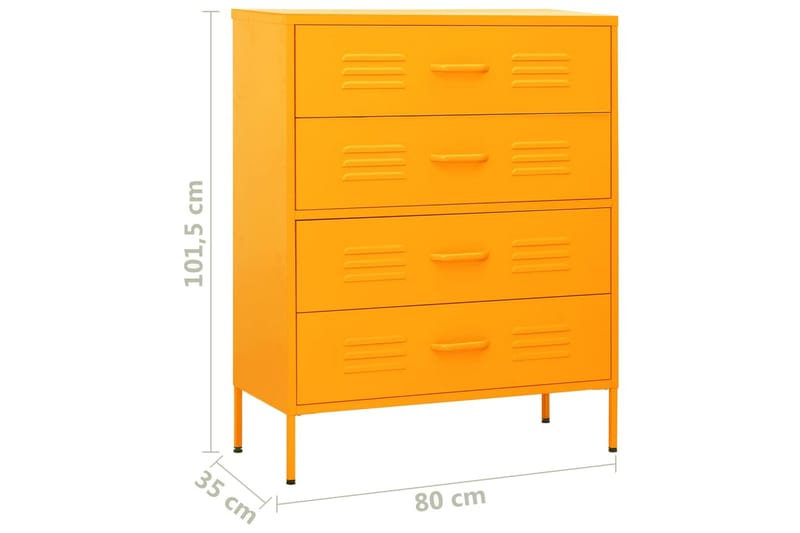 Lipasto sinapinkeltainen 80x35x101,5 cm teräs - Säilytys - Säilytyskalusteet - Lipasto
