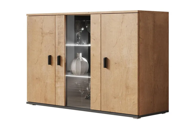 Lipasto Soho 41x120 cm LED-valaistus, Tammi/Musta/Sininen