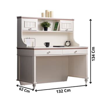 Työpöytä Homitis Ezgi (132 x 134 x 62 cm) vaalea kerma - Säilytys - Säilytyskalusteet - Lipasto - Kirjoituslipasto