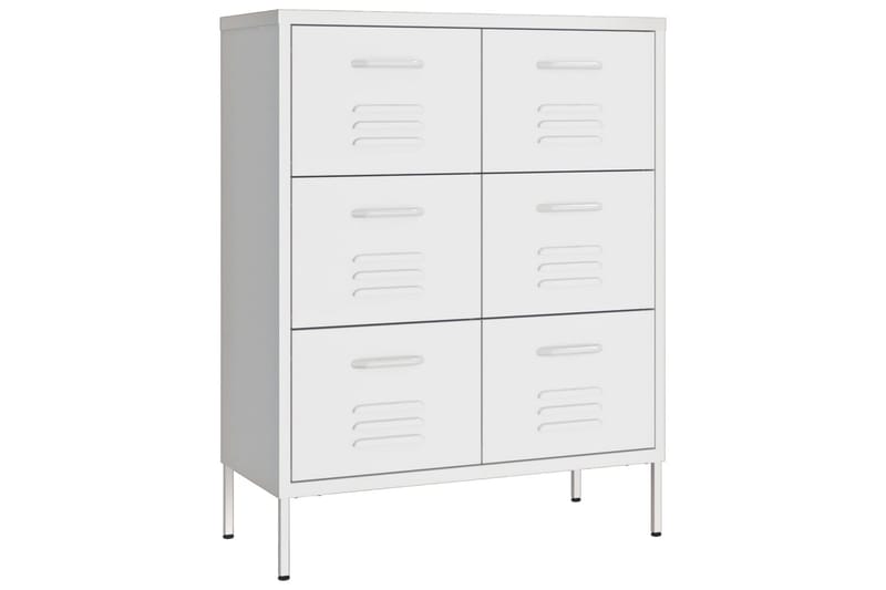 Lipasto valkoinen 80x35x101,5 cm teräs - Säilytys - Säilytyskalusteet - Lipasto
