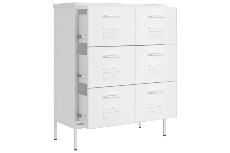 Lipasto valkoinen 80x35x101,5 cm teräs - Säilytys - Säilytyskalusteet - Lipasto