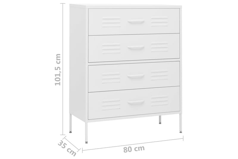 Lipasto valkoinen 80x35x101,5 cm teräs - Säilytys - Säilytyskalusteet - Lipasto