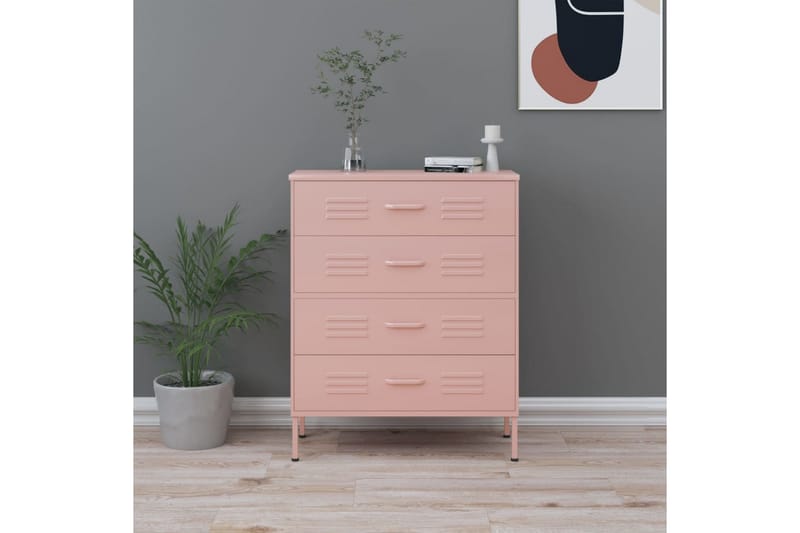 Lipasto pinkki 80x35x101,5 cm teräs - Säilytys - Säilytyskalusteet - Lipasto