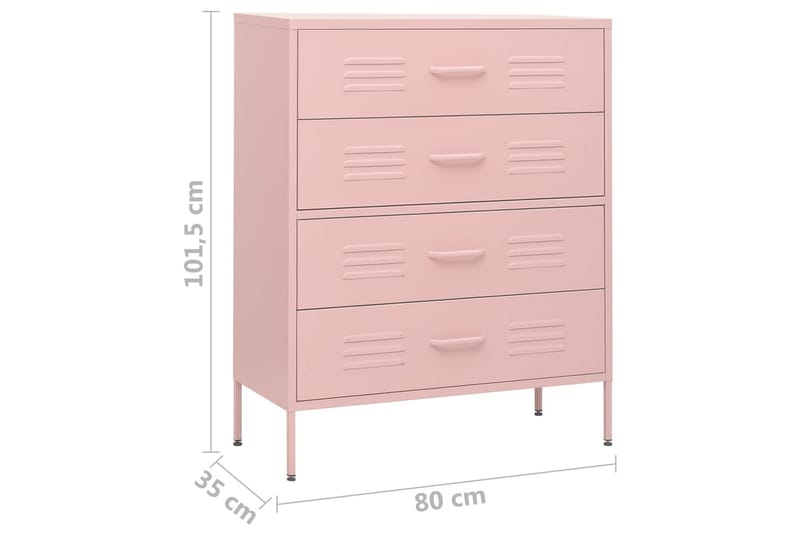 Lipasto pinkki 80x35x101,5 cm teräs - Säilytys - Säilytyskalusteet - Lipasto