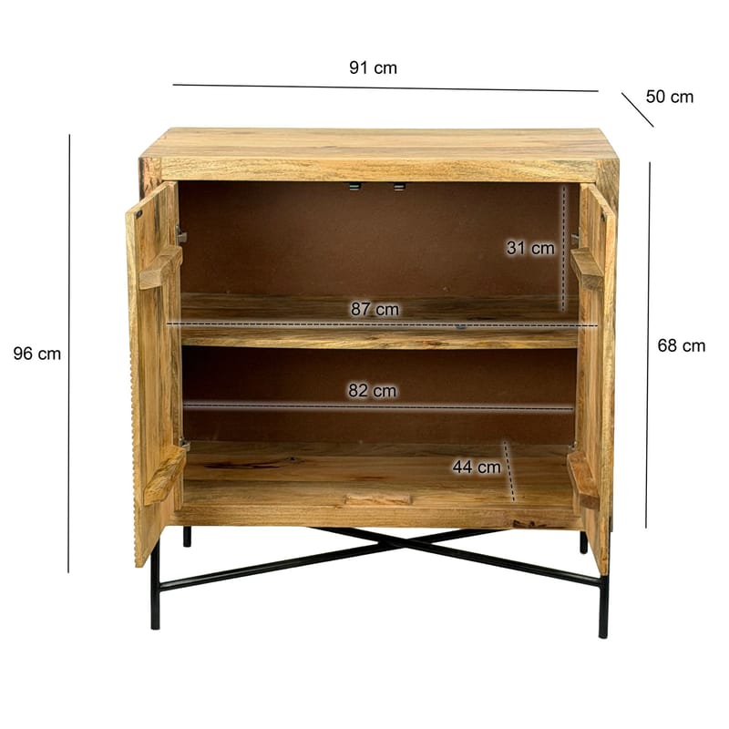 Livano-senkki 91 cm 3D-kuvio teollinen tyyli - lämmin vaaleanruskea ja musta - Säilytys - Säilytyskalusteet - Senkki