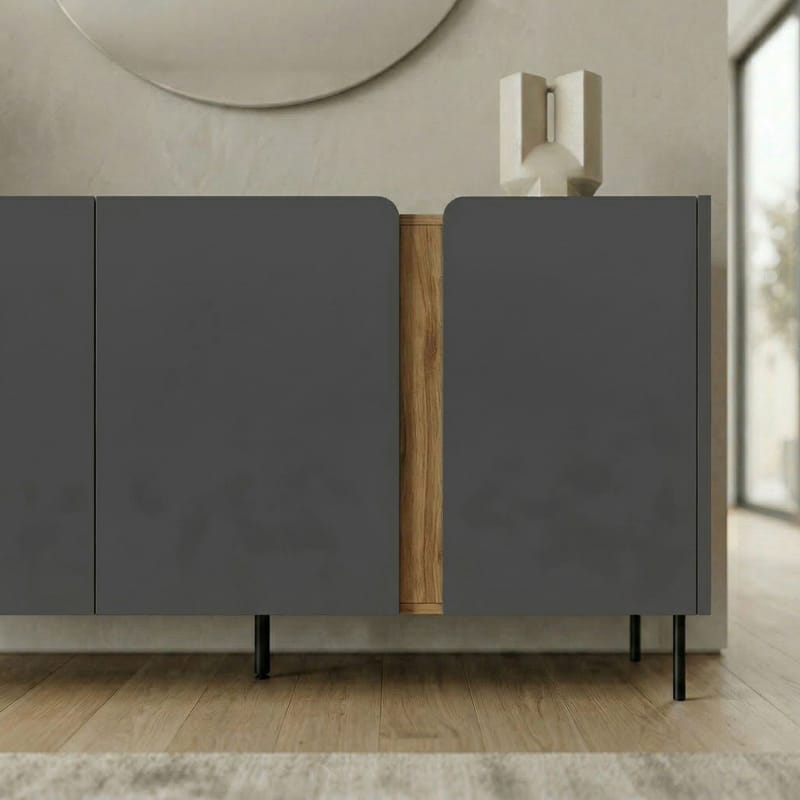 Lomar konsolipöytä 150x82,9x40,5 cm - Antrasiitti/Luonnontammi musta - Säilytys - Säilytyskalusteet - Senkki