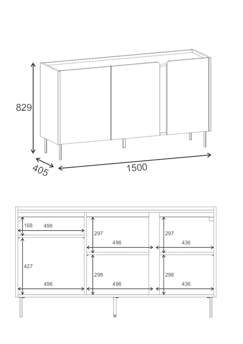 Lomar konsolipöytä 150x82,9x40,5 cm - Santstone luonnontammi - Säilytys - Säilytyskalusteet - Senkki